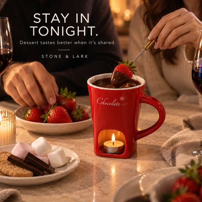 🍫 Melt & Dip Chocolate Fondue Mug – Cozy Tea-Light Dessert Set