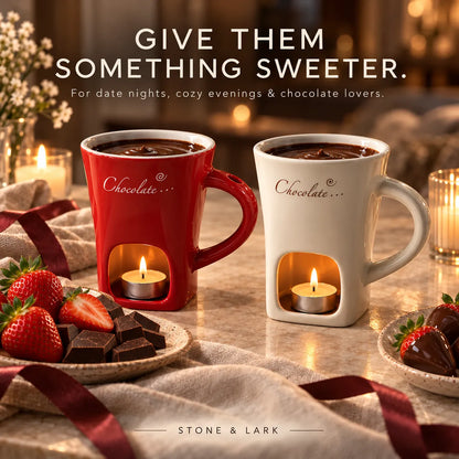 🍫 Melt & Dip Chocolate Fondue Mug – Cozy Tea-Light Dessert Set