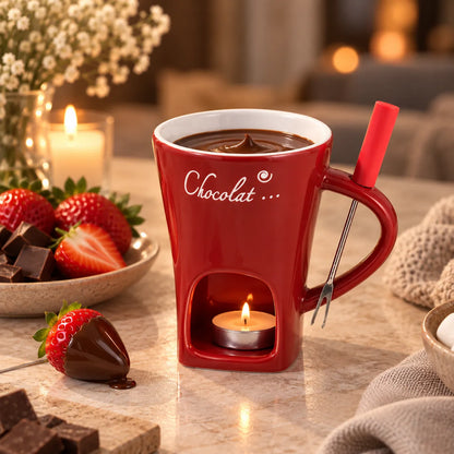 🍫 Melt & Dip Chocolate Fondue Mug – Cozy Tea-Light Dessert Set