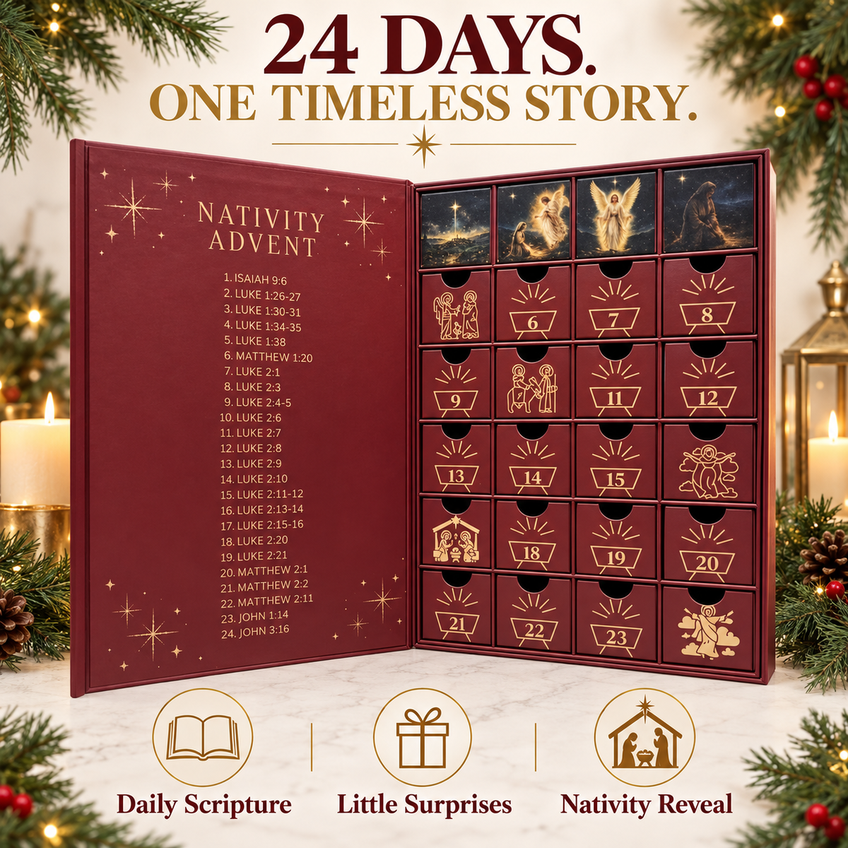 🔥 50% OFF 🎄 Nativity Advent Calendar – 24 Days Of Faith & Family