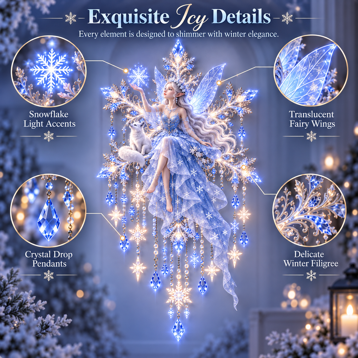 ❄️ Ice Snow Elf Wall Light | Illuminated Winter Fairy Décor
