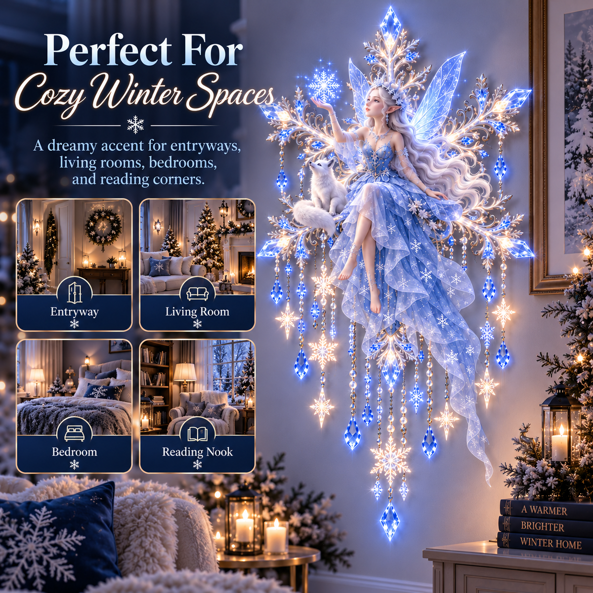 ❄️ Ice Snow Elf Wall Light | Illuminated Winter Fairy Décor