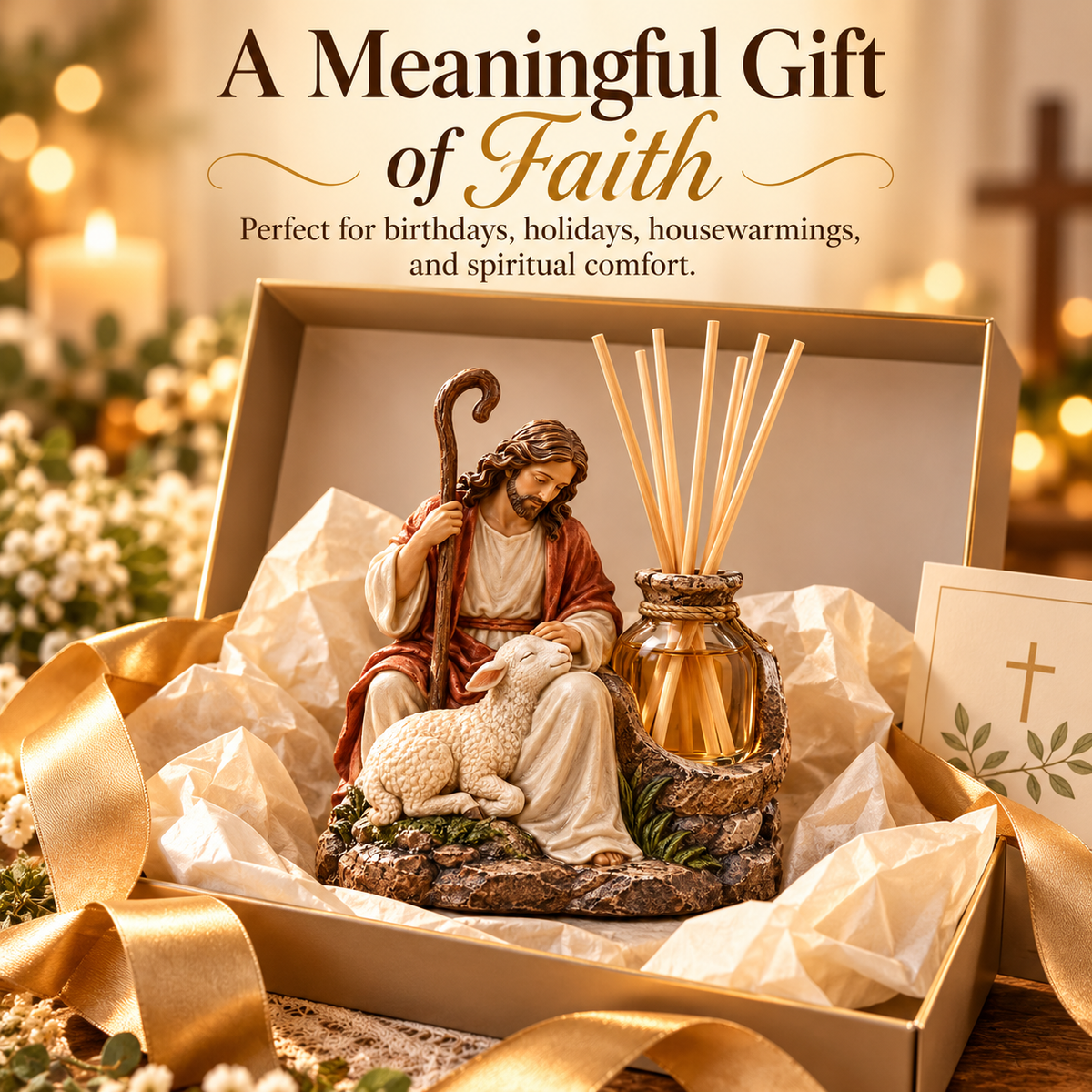 ✝️ Good Shepherd Reed Diffuser – Faith-Inspired Home Fragrance Decor