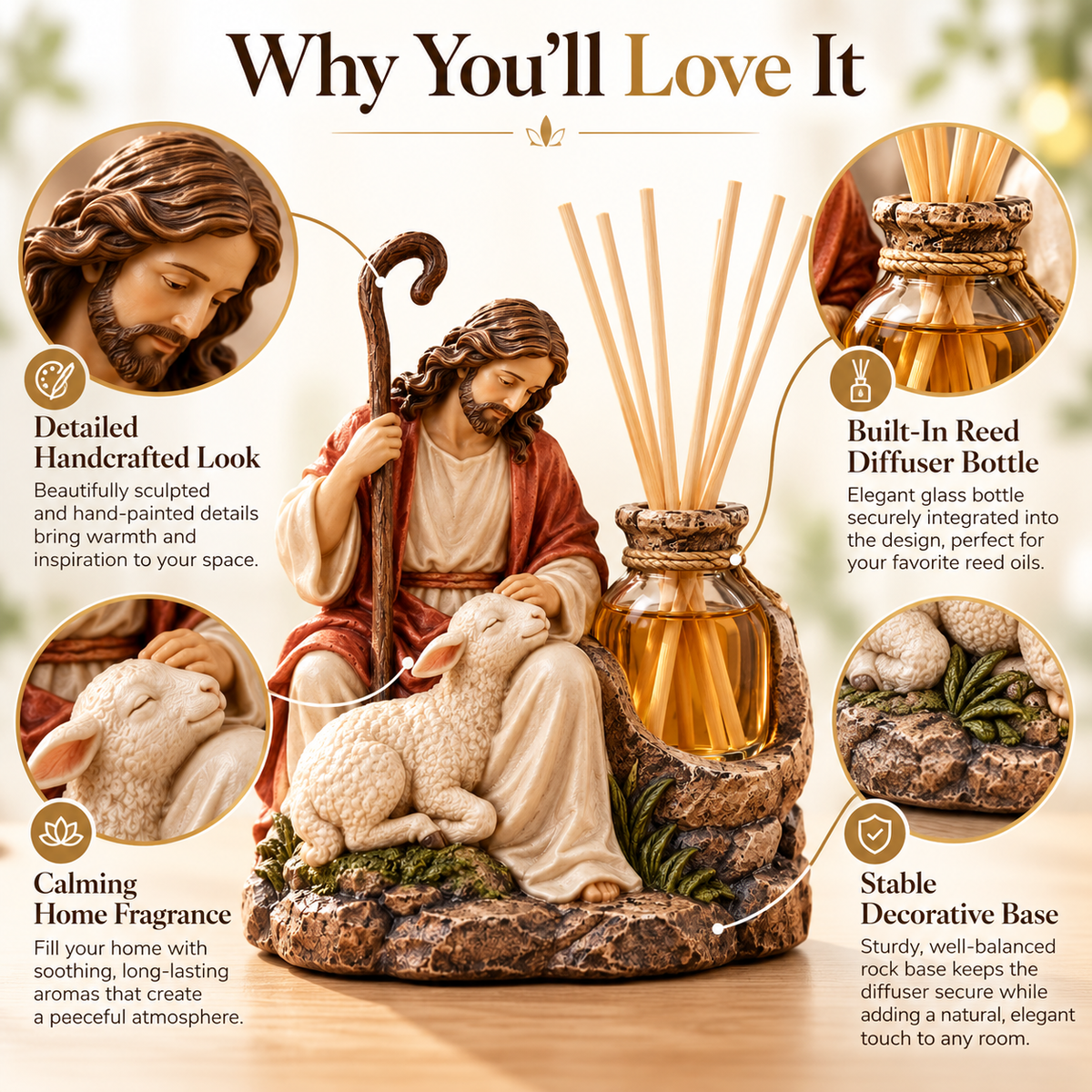 ✝️ Good Shepherd Reed Diffuser – Faith-Inspired Home Fragrance Decor