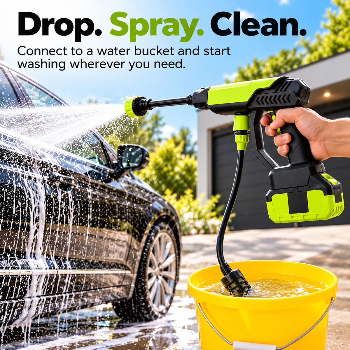 🔋 Cordless Portable Pressure Washer | Bucket-Fed Car & Outdoor Cleaner