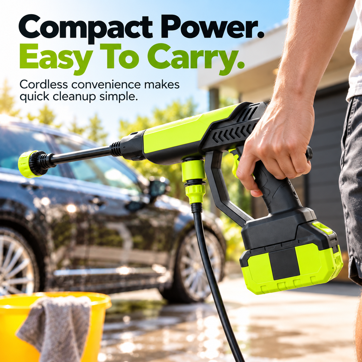 🔋 Cordless Portable Pressure Washer | Bucket-Fed Car & Outdoor Cleaner