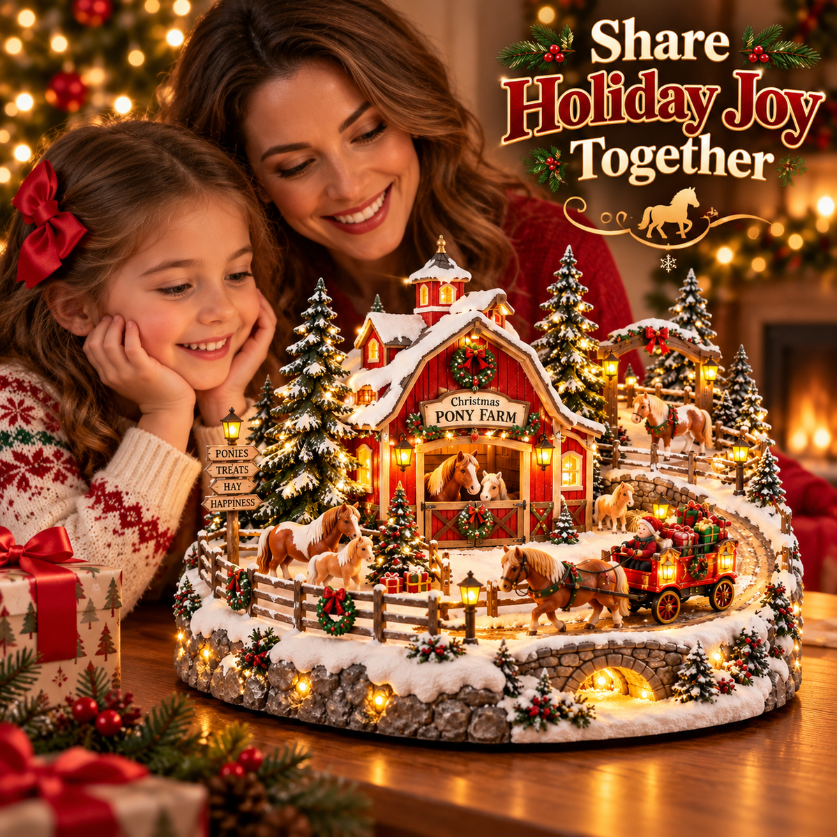 🐴 Christmas Pony Farm Village – Animated Holiday Scene