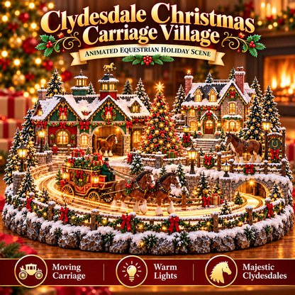 🐴 Clydesdale Christmas Carriage Village – Animated Equestrian Holiday Scene