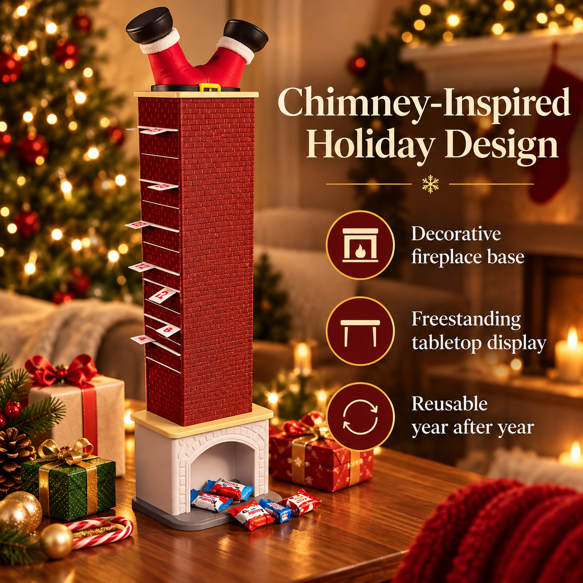 🎅 Christmas Chimney Advent Calendar – 25-Day Candy Surprise Countdown 🎄