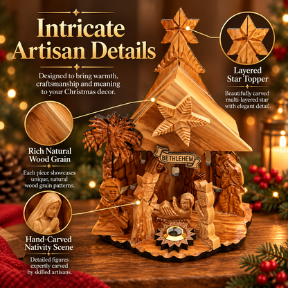 ✝️ Holy Land Nativity Scene with Music Box – Traditional Christmas Keepsake Decoration