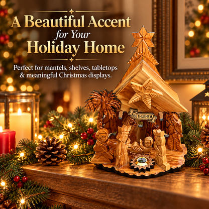 ✝️ Holy Land Nativity Scene with Music Box – Traditional Christmas Keepsake Decoration