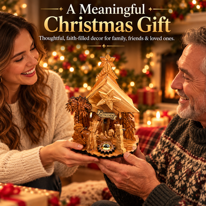 ✝️ Holy Land Nativity Scene with Music Box – Traditional Christmas Keepsake Decoration