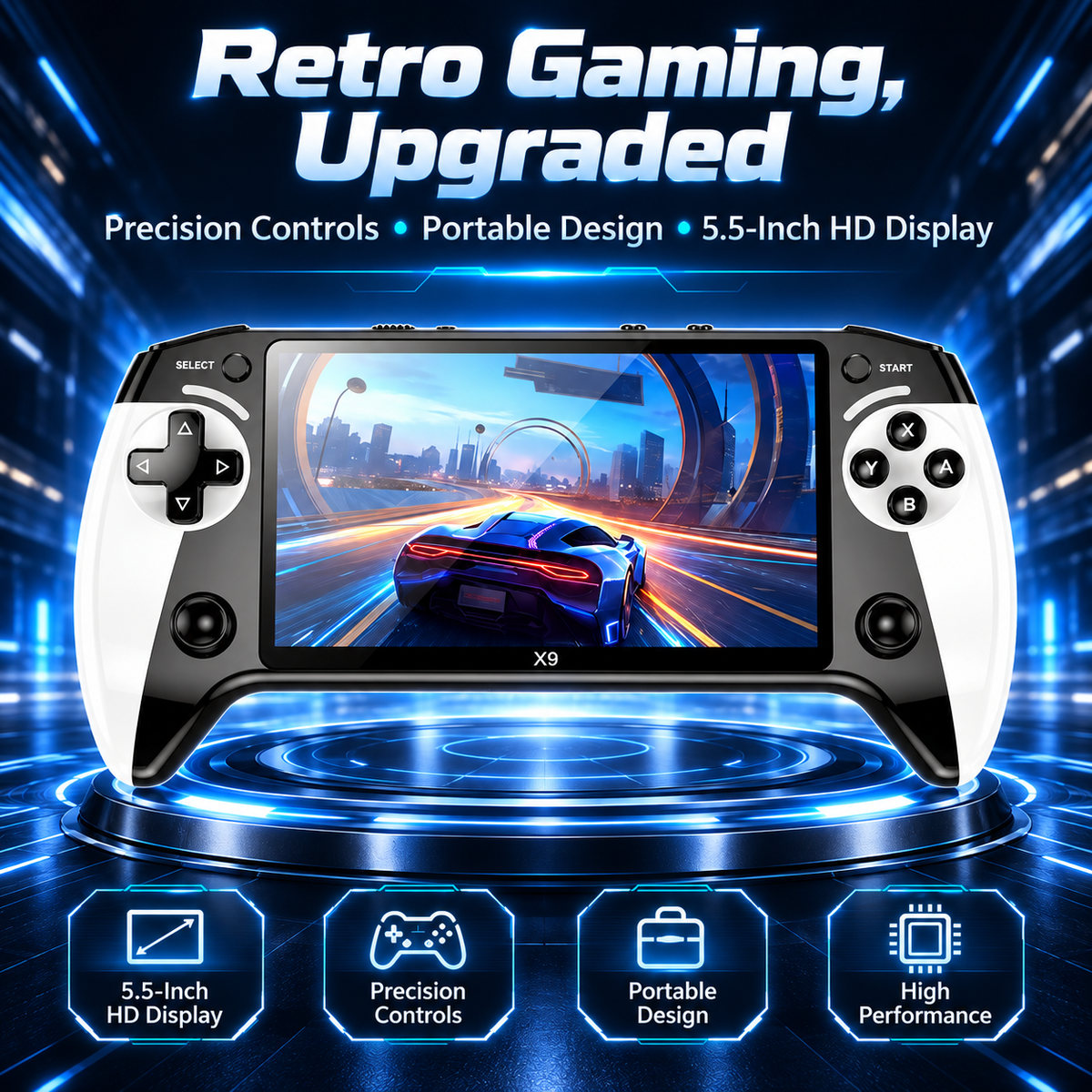 🎮 Portable Retro Game Console –  5.5' HD Screen & 10 Retro Systems