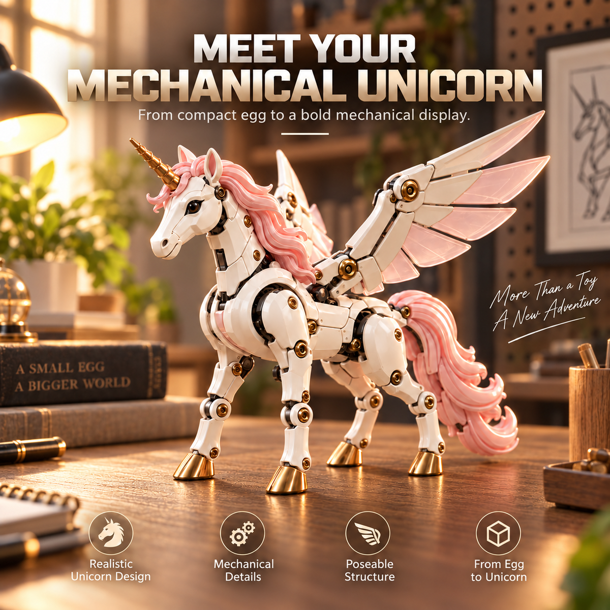 🦄 2-in-1 Transforming Mechanical Unicorn Egg – Winged Fantasy Figure