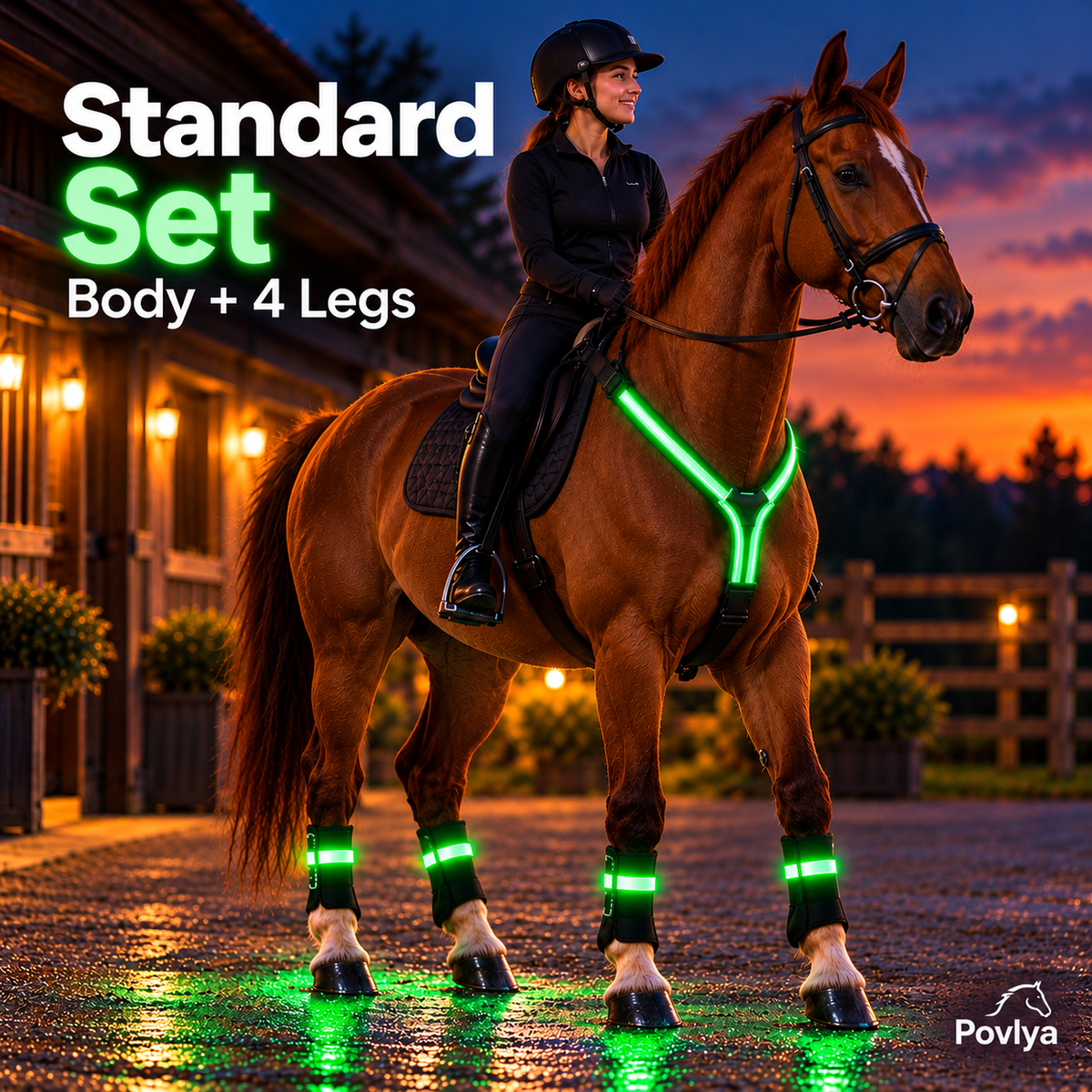 🐴 LED Horse Light Set – Neck, Tail & 4 Leg Bands ✨