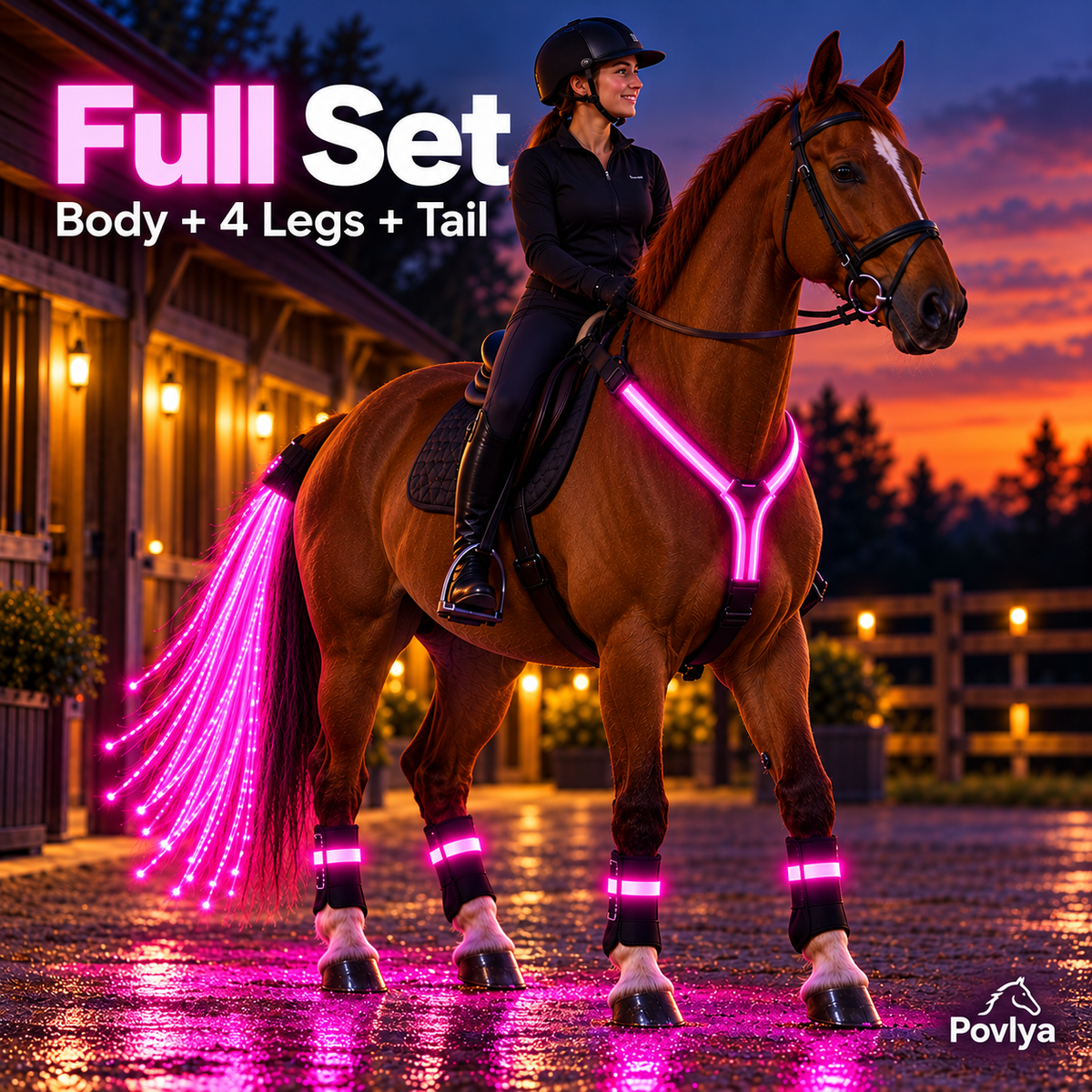 🐴 LED Horse Light Set – Neck, Tail & 4 Leg Bands ✨