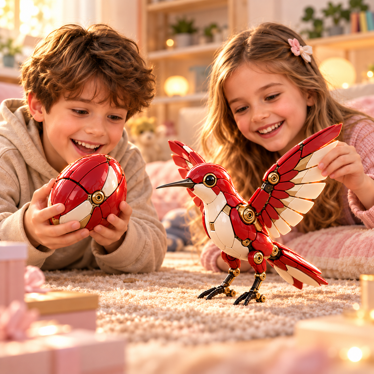 🐦 2-in-1 Transforming Hummingbird Egg – Mechanical Bird Figure
