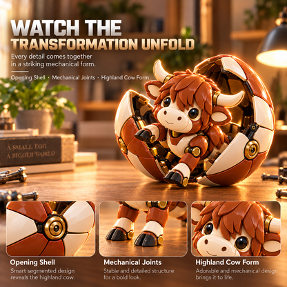 🐮 2-in-1 Transforming Highland Cow Egg – Cute Mechanical Figure