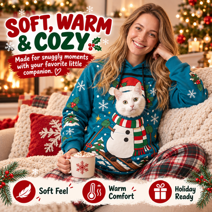 🎅Christmas Cat Pouch Hoodie – Cozy Hands-Free Pet Carrier🐱