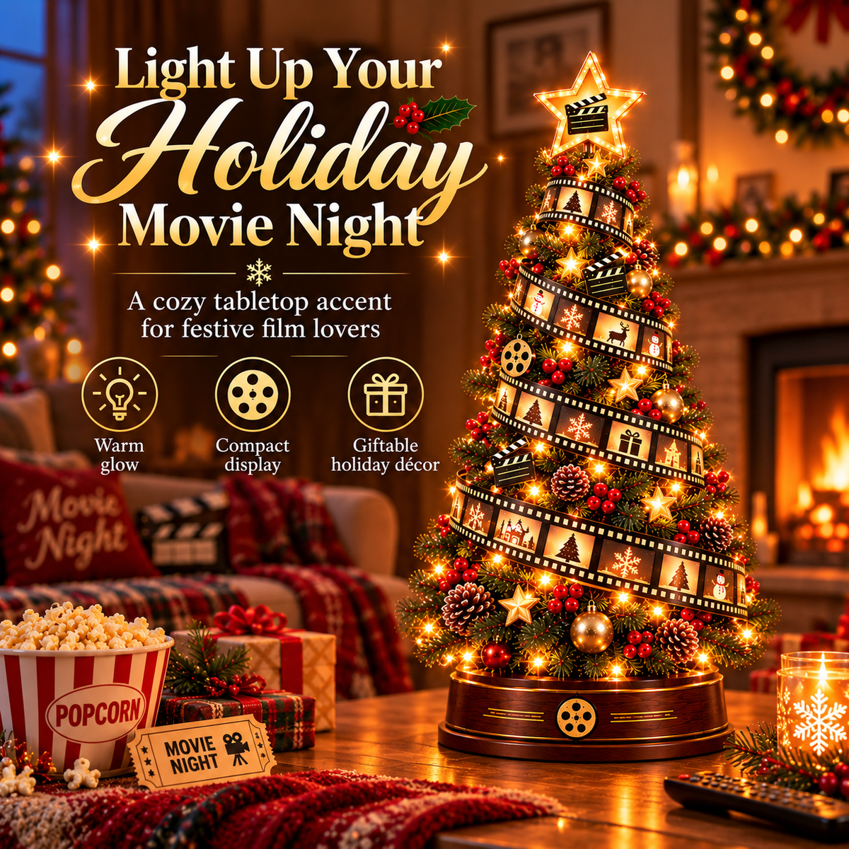 🎬Film Strip Christmas Tree Light – LED Tabletop Christmas Decor for Movie Lovers