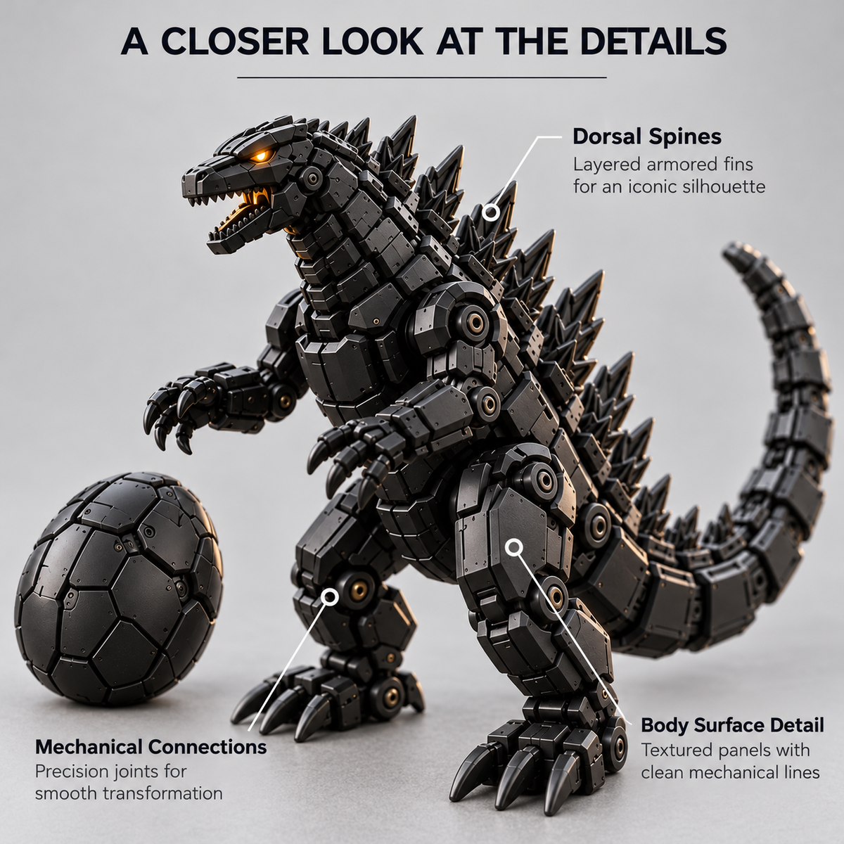 🥚🦖 Egg to Godzilla – 2-in-1 Transforming Mechanical Monster Figure