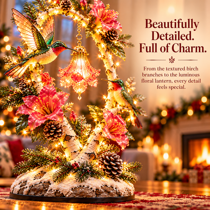 🐦 Hummingbird Garden Glow Tree – Light-Up Floral Christmas Decor for Bird Lovers