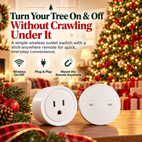 🎄Wireless Christmas Tree Light Switch – Remote-Control Outlet with Easy ON/OFF Buttons