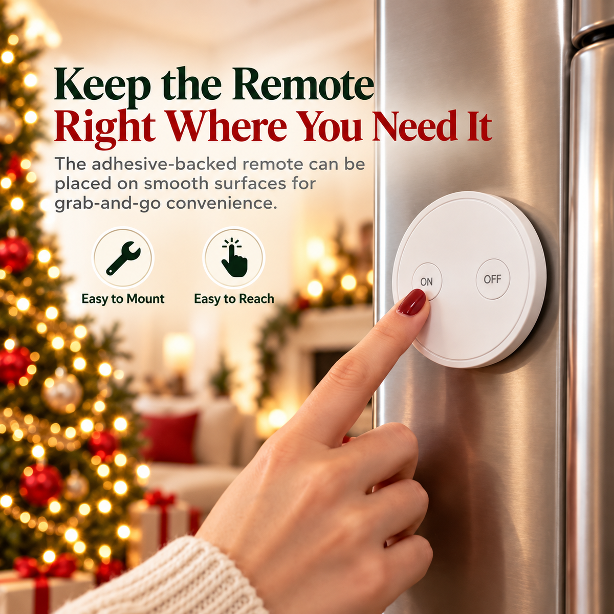 🎄Wireless Christmas Tree Light Switch – Remote-Control Outlet with Easy ON/OFF Buttons