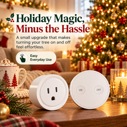 🎄Wireless Christmas Tree Light Switch – Remote-Control Outlet with Easy ON/OFF Buttons