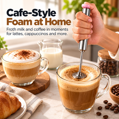✨ 3-in-1 Magic Whisk™ 🥣 | Easy Push Stainless Steel Mixer & Milk Frother