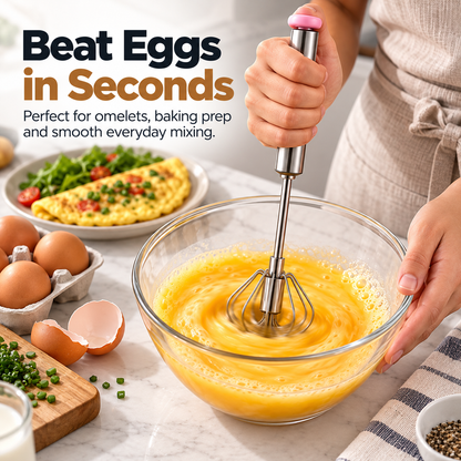 ✨ 3-in-1 Magic Whisk™ 🥣 | Easy Push Stainless Steel Mixer & Milk Frother