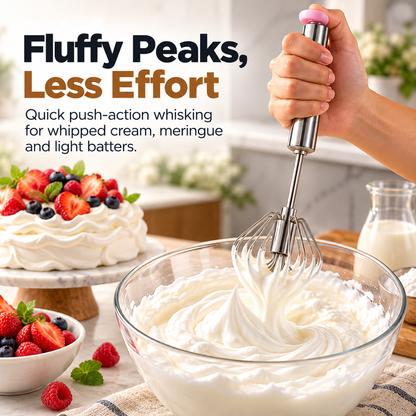 ✨ 3-in-1 Magic Whisk™ 🥣 | Easy Push Stainless Steel Mixer & Milk Frother