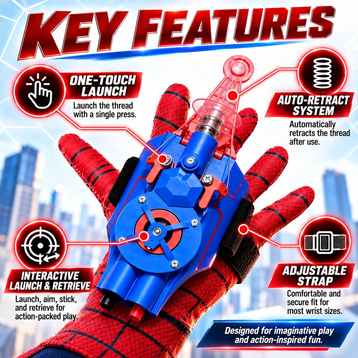 🕸️⚡ WebStrike™ Wrist Launcher – Rechargeable Web-Shooting Action