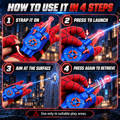 🕸️⚡ WebStrike™ Wrist Launcher – Rechargeable Web-Shooting Action
