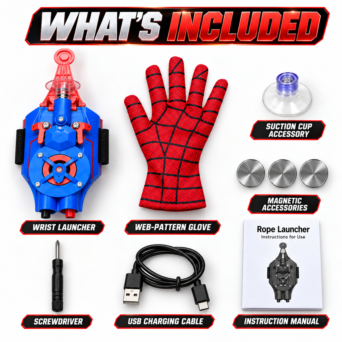 🕸️⚡ WebStrike™ Wrist Launcher – Rechargeable Web-Shooting Action
