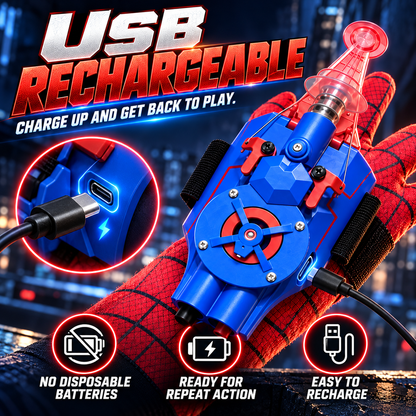 🕸️⚡ WebStrike™ Wrist Launcher – Rechargeable Web-Shooting Action