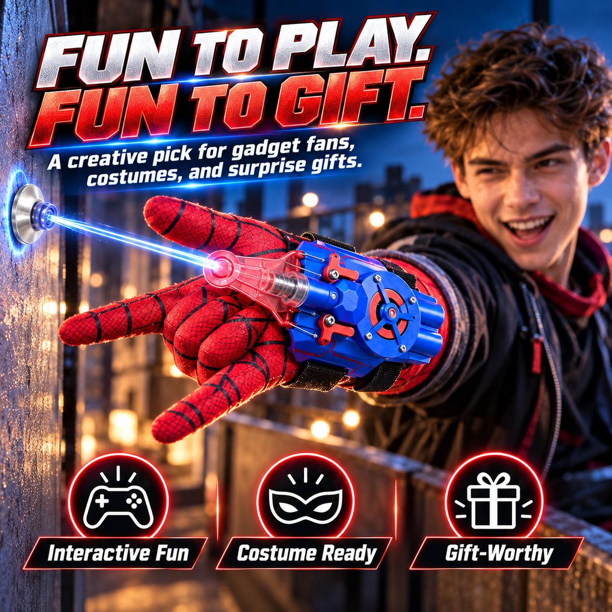 🕸️⚡ WebStrike™ Wrist Launcher – Rechargeable Web-Shooting Action