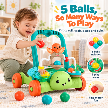 🐢Moves With You Turtle Walker, Baby & Toddler Activity Push Toy, 5 Balls