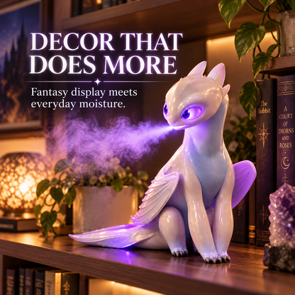 🐉 Mystic White Dragon Mist Humidifier – Purple LED Cool Mist Fantasy Decor