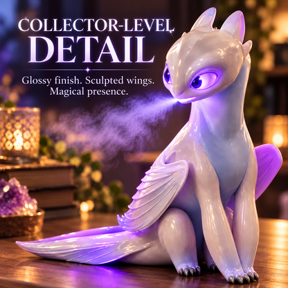 🐉 Mystic White Dragon Mist Humidifier – Purple LED Cool Mist Fantasy Decor