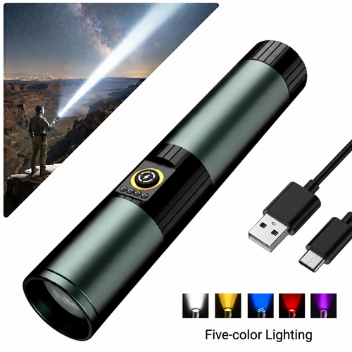 5-in-1 Multi-Color Magnetic Flashlight – USB-C Rechargeable