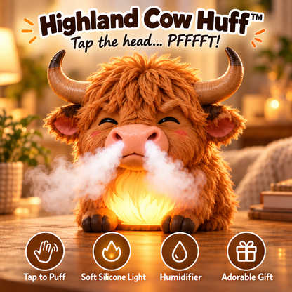 🐮 Highland Cow Tap-to-Puff Humidifier – Cute USB Mist Diffuser with Colorful Night Light