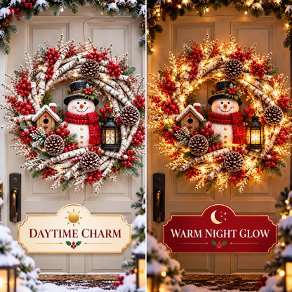 🎄 Snowy Birch Cardinal Christmas Wreath – Light-Up Winter Woodland Decor