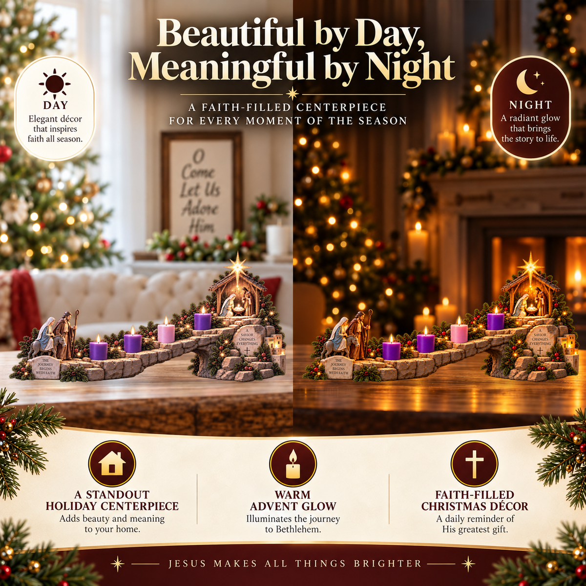 ✝️ Journey to Bethlehem – 4-Week Lighted Advent Nativity Path
