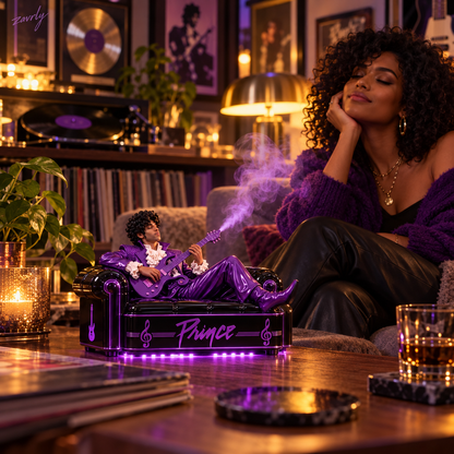 🎸 Purple Guitarist Mist Diffuser – Music-Inspired Sculptural Decor with Ambient Light, Remote & USB-C
