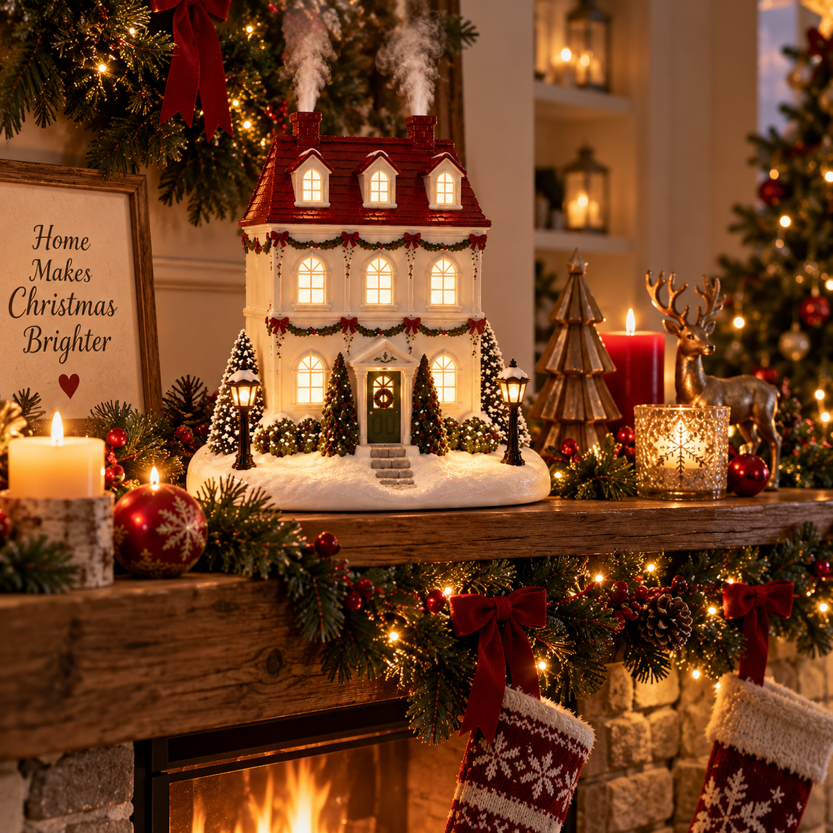 🎄 Christmas House Aroma Diffuser – Glowing Holiday Mist Cottage