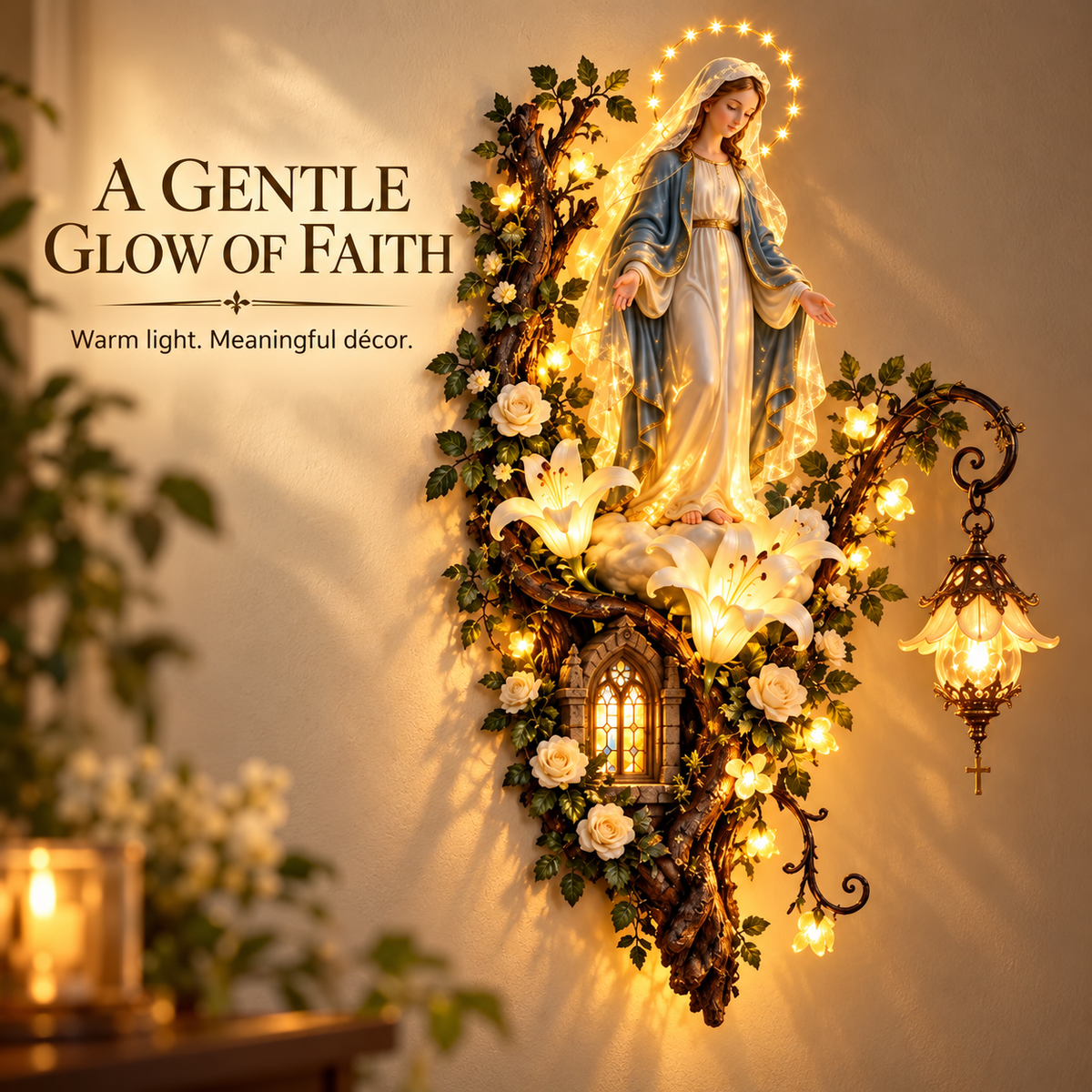 🙏✨ Blessed Mother Lighted Wall Décor
