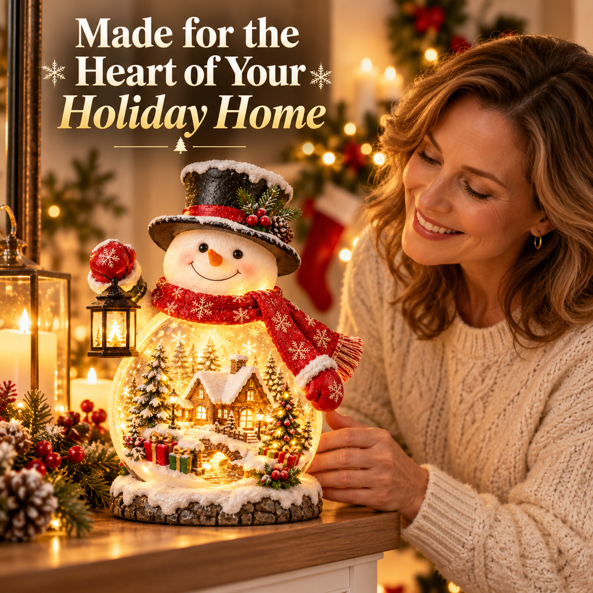 ⛄ Christmas Village Snowman Glow – Lighted Holiday Tabletop Décor