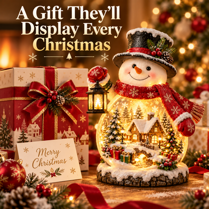 ⛄ Christmas Village Snowman Glow – Lighted Holiday Tabletop Décor