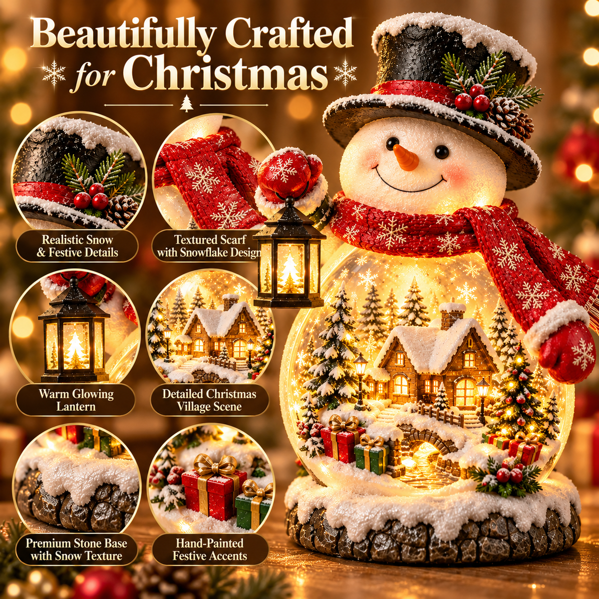 ⛄ Christmas Village Snowman Glow – Lighted Holiday Tabletop Décor